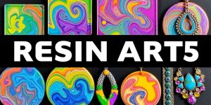 Colorful resin art pieces showcasing creativity and craftsmanship.